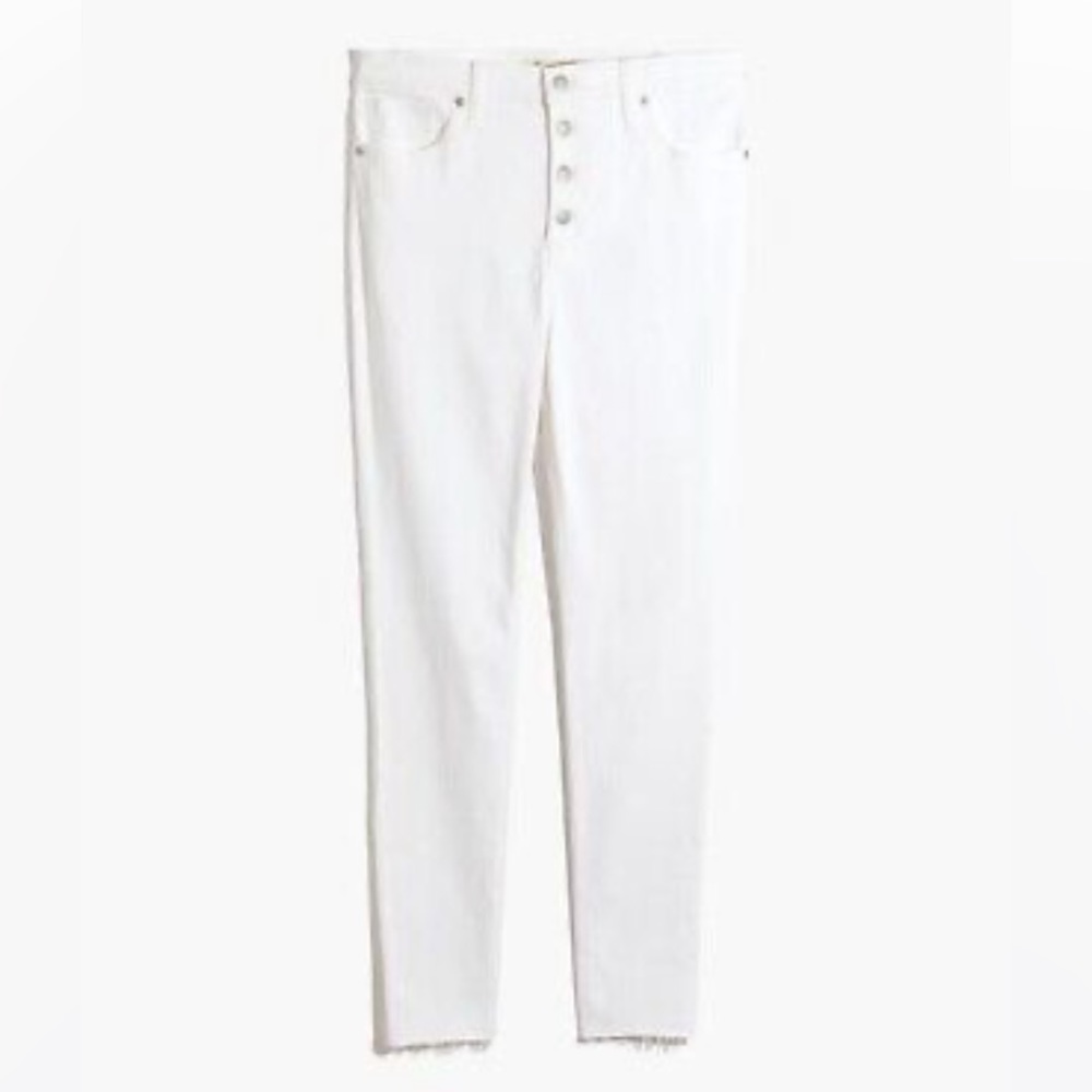 Madewell 9" Mid-Rise Button Front Skinny Jeans - Pure White Waist 35